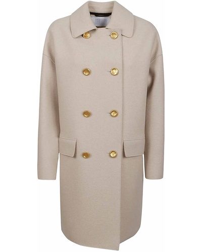 Harris Wharf London Boiled Wool Double-breasted Coat - Natural