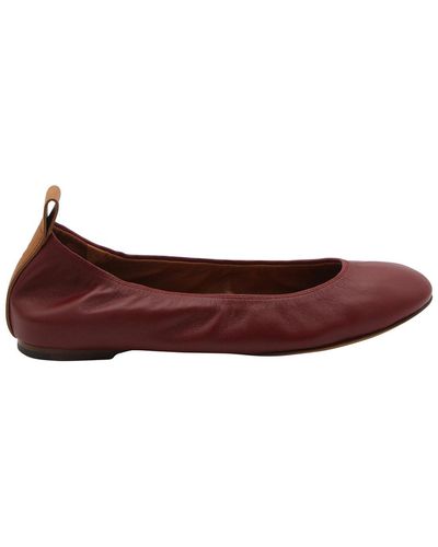 Lanvin Bordeaux Leather Ballerina Flats - Brown