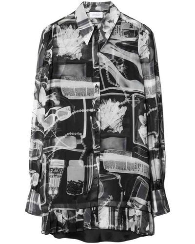 Off-White c/o Virgil Abloh X-ray-print Silk Shirt Dress - Gray