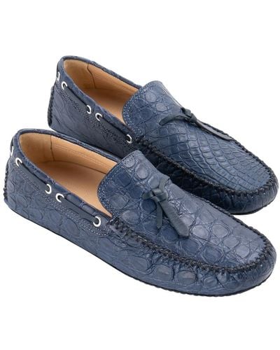 Brioni Cocco Leather Loafer - Blue