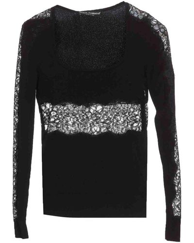 Dolce & Gabbana Pullover Crewneck Lace - Black