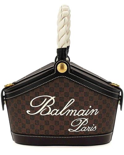 Balmain Monogram Bucket Handbag - Black