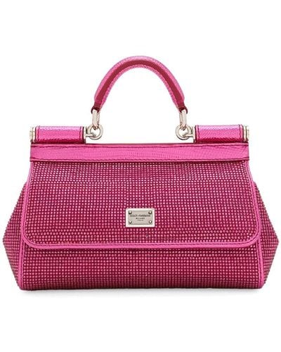 Dolce & Gabbana Sicily Strass-embellished Small Handbag - Pink