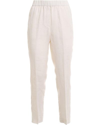 Peserico Embellished Linen Trousers - White