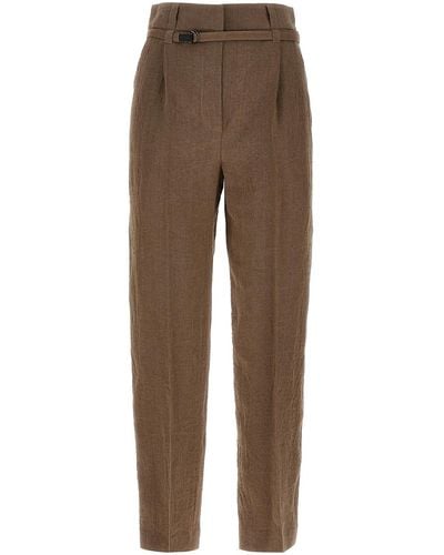 Brunello Cucinelli Linen Trousers - Brown