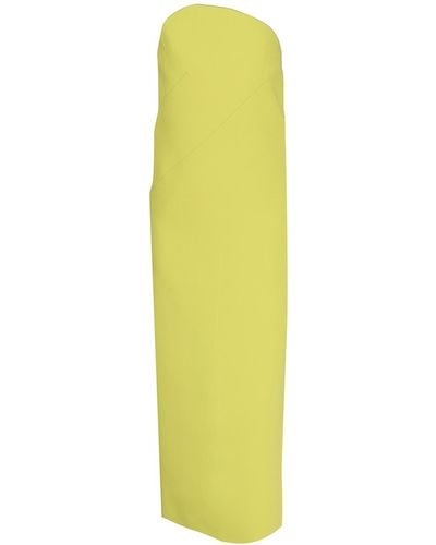 Max Mara Long Dress In Stretch Viscose - Yellow