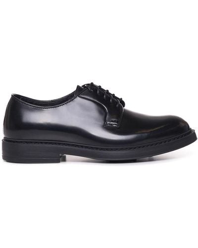 Doucal's Low Leather Lace-ups - Black