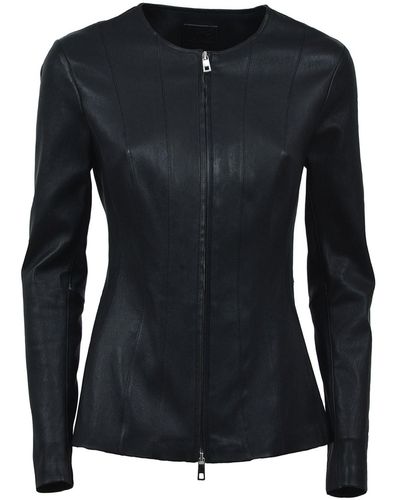 DESA NINETEENSEVENTYTWO Leather Zipped Jacket - Black