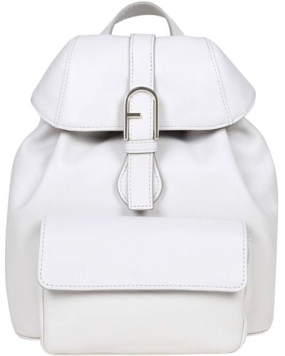 Furla Flow S Leather Backpack - White