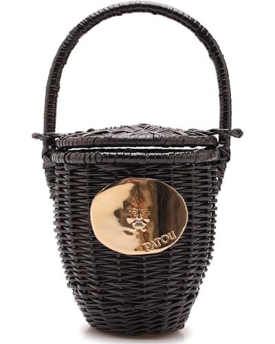 Patou Bucket In Woven Wicker - Black