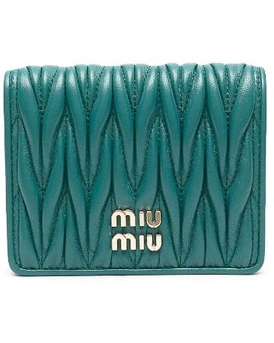 Miu Miu Matelasse Leather Wallet - Green