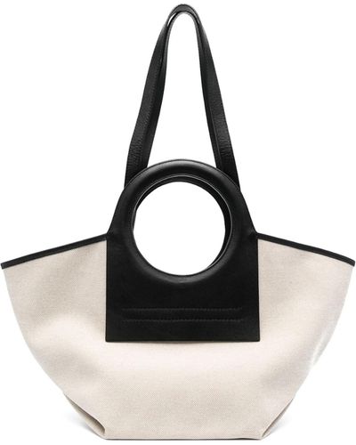 Hereu Cala Small Leather-trimmed Canvas Tote Bag - Natural