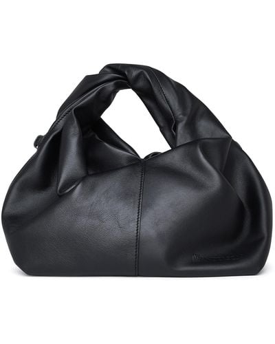 JW Anderson Twister Hobo Bag In Leather - Black