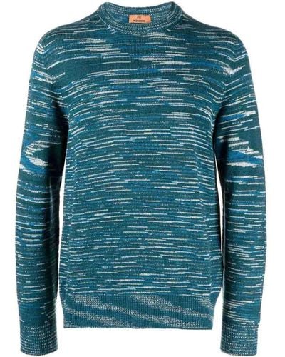 Missoni Intarsia-knit Cashmere Sweater, Teal, Striped - Blue