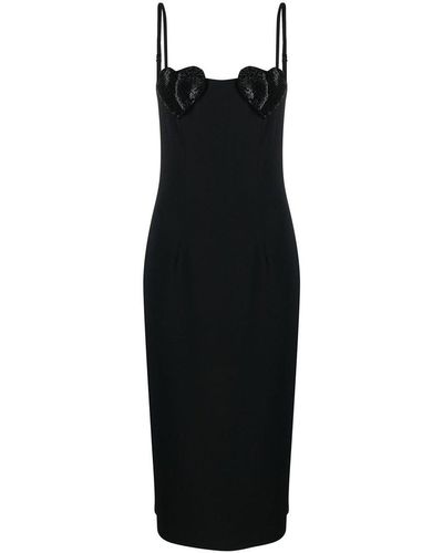 Blumarine Heart Sequin Dress With Thin Straps - Black