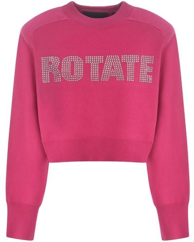 ROTATE BIRGER CHRISTENSEN Sweatshirt In Cotton And Cashmere Blend - Pink
