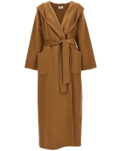 P.A.R.O.S.H. Long Belted Coat - Natural