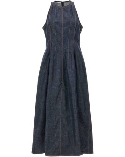 Brunello Cucinelli Denim Long Dress - Blue