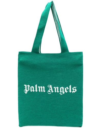 Palm Angels Logo Shopping Bag - Green