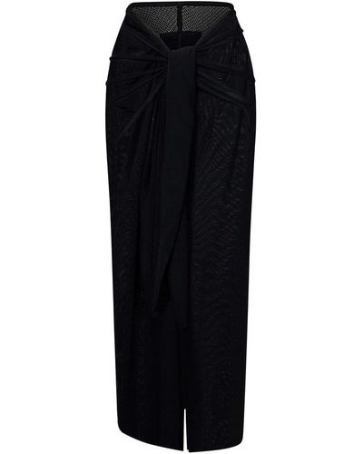 Fisico Long Skirt In Stretch Nylon - Black
