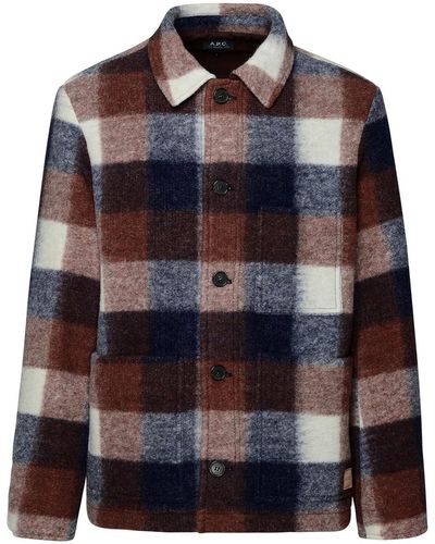 A.P.C. Emile Jacket In Multicolored Wool - Blue