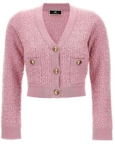 Elisabetta Franchi Logo Buttons Cardigan - Pink