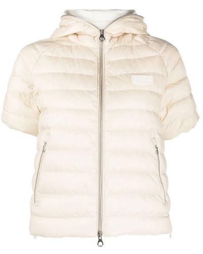 Duvetica Short-sleeve Padded Jacket With Hood - Natural