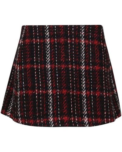 Marni Checked Wool Blend Mini Skirt - Red