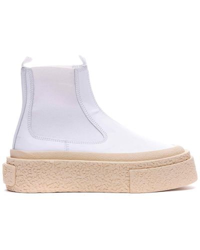 MM6 by Maison Martin Margiela Logo-patch Leather Ankle Boots - White