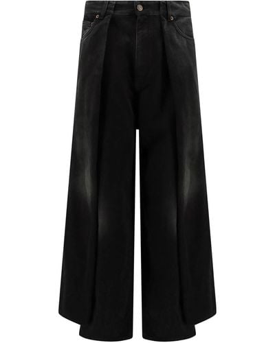 Balenciaga Double Side Grey Denim Trouser - Black