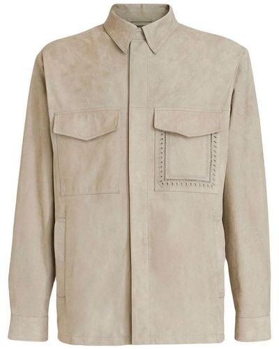 Etro Shirt Style Leather Jacket - Natural