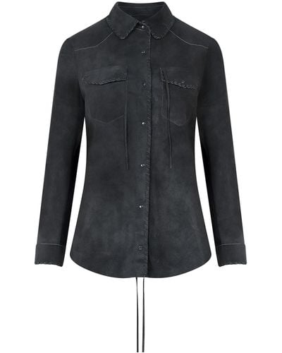Salvatore Santoro Suede Shirt With Laces Detail - Blue