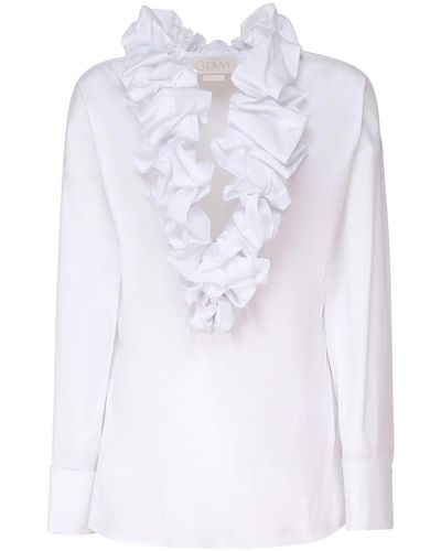 Genny Blouse With Ruffles - White