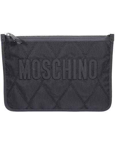 Moschino Tech Fabric Clutch - Gray