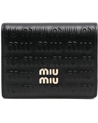 Miu Miu Embossed Monogram Bi-fold Wallet - Black