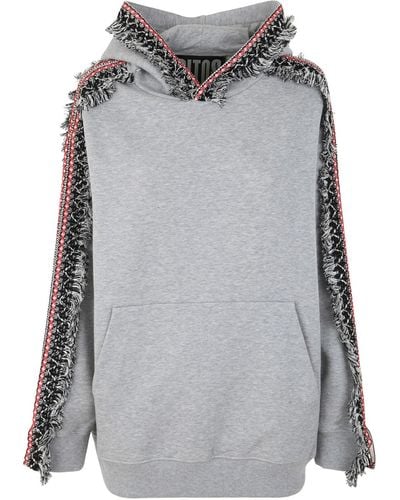 RITOS Oversize Hoodie With Fringes - Grey