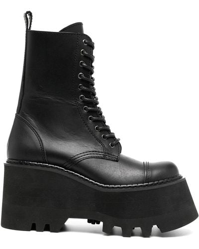 Junya Watanabe Leather Platform Boots - Black