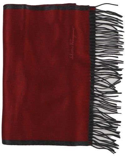 Ferragamo Cashmere Scarf With Embroide Lettering - Red