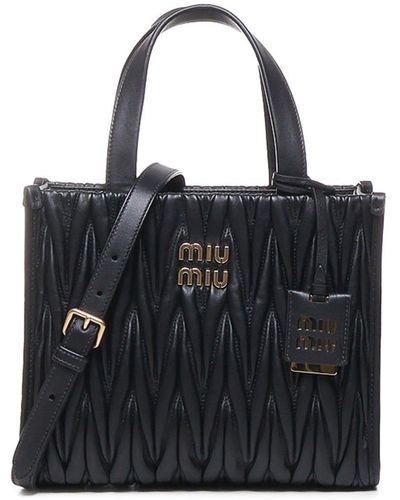 Miu Miu Nappa Leather Quilted Shopping Bag - Black