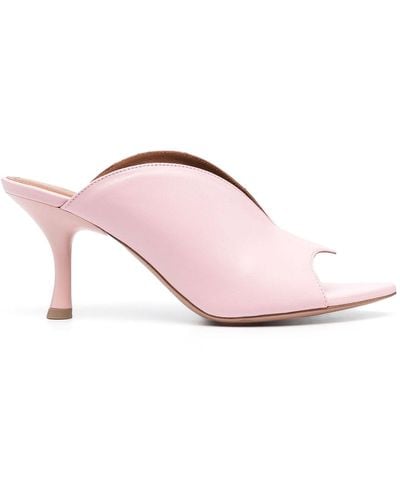 Malone Souliers Henri Leather Heel Mules - Pink