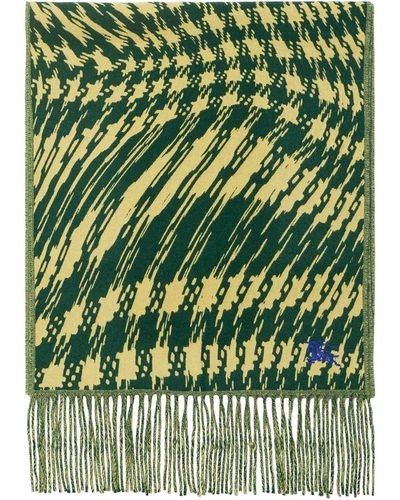 Burberry Warped Houndstooth Scarf - Green