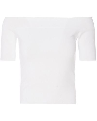 Alexander McQueen Elasticized Top With Boat Neck - White