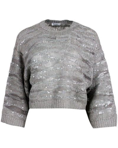 Brunello Cucinelli Sequined Sweater - Gray