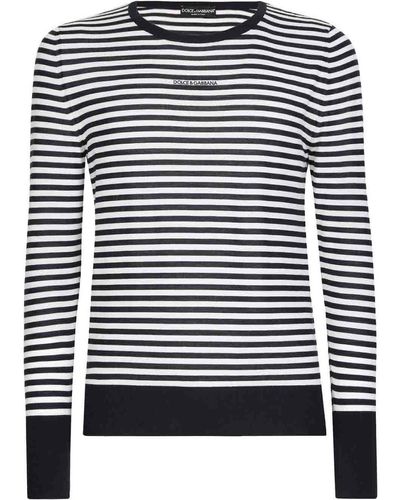 Dolce & Gabbana Knitted Striped Shirt - White