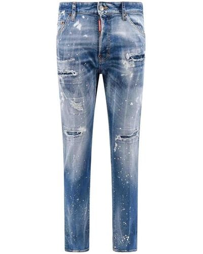 DSquared² Cool Guy Paint-Splatter Distressed Jeans - Blue