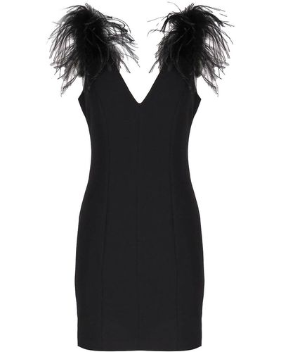 Pinko Mini Dress With Feathers - Black
