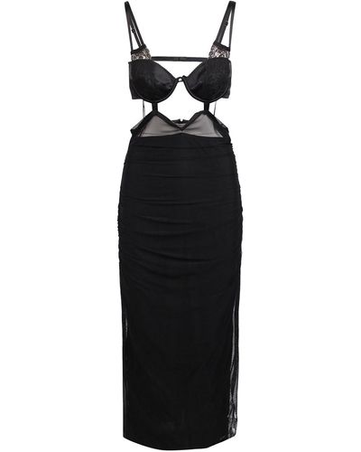 Dolce & Gabbana Semi Transparent Long Dress - Black