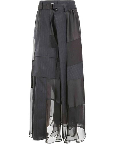 Sacai Black Satin Skirt - Grey