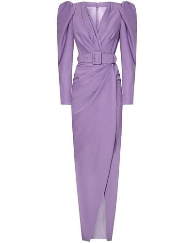 Rhea Costa Crepe Dress - Purple