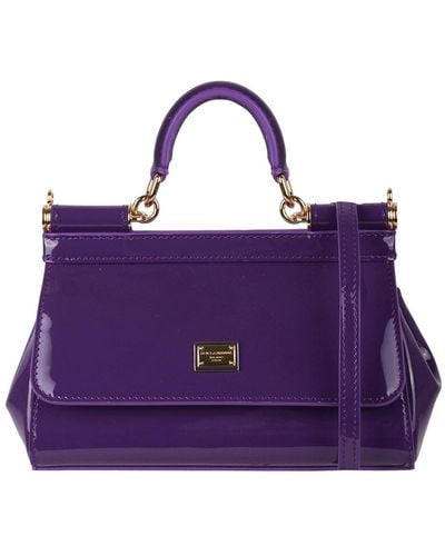 Dolce & Gabbana Small Sicily Bag In Patent Leather - Purple